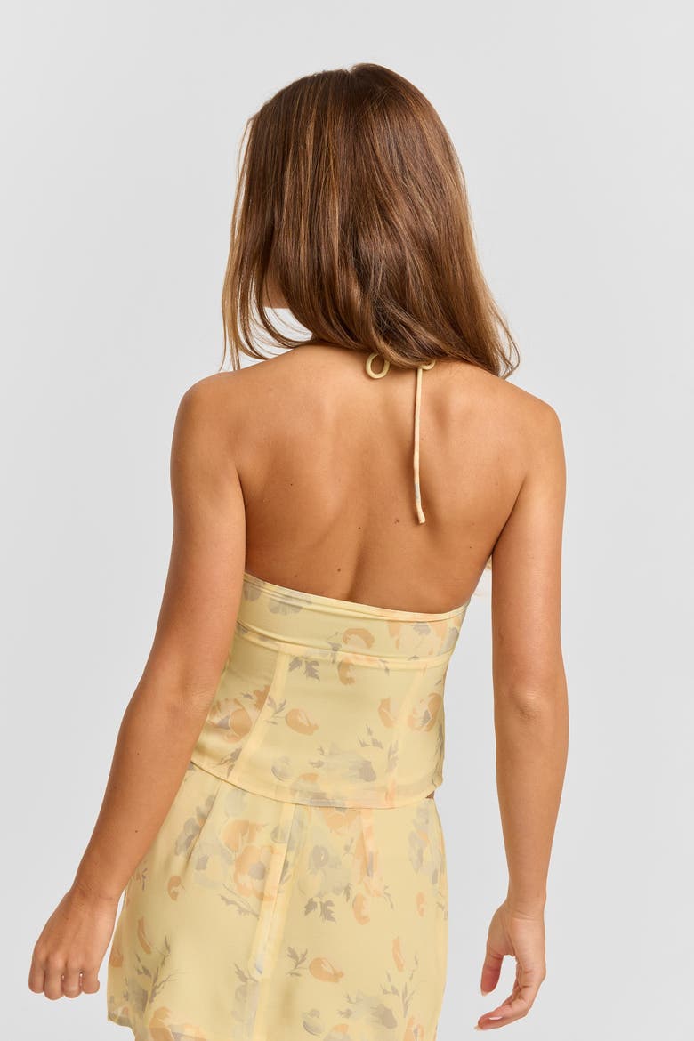 Juniper Top, Alternate, color, Floral pattern in yellow