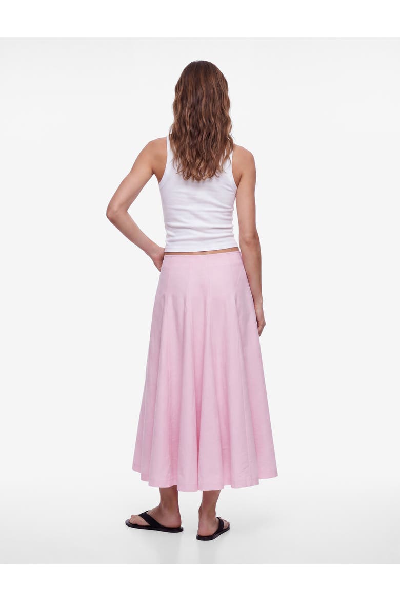 A-Line Pleated Cotton Midi Skirt, Alternate, color, PINK