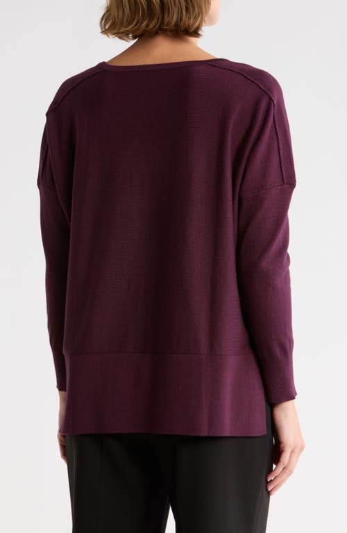 Adrianna Papell Drop Shoulder Tunic Sweater In Burgundy