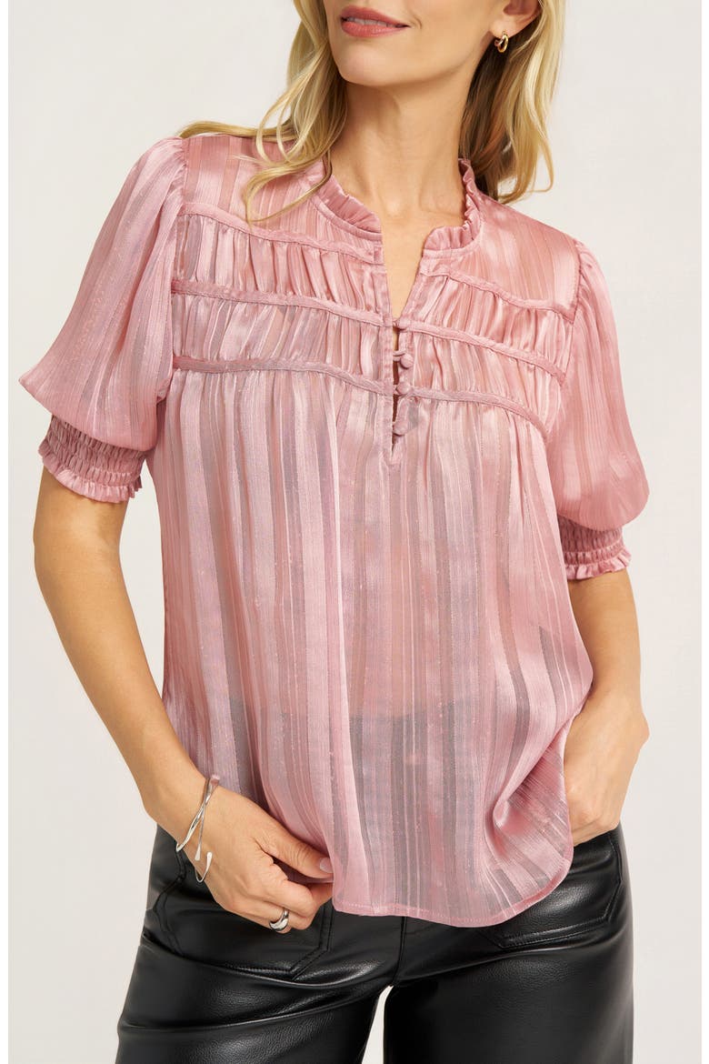 Indie Shirred Top, Alternate, color, ROSE