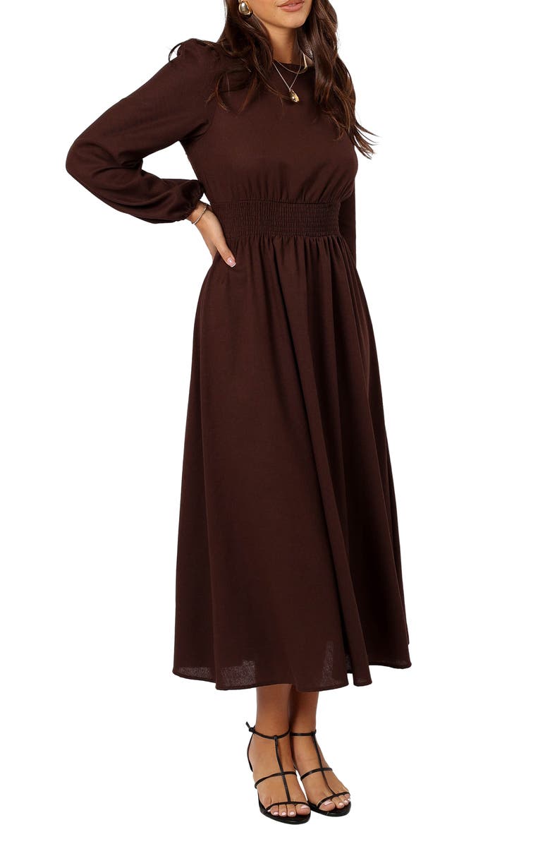 Petal & Pup Roman Long Sleeve Maxi Dress, Alternate, color, Brown