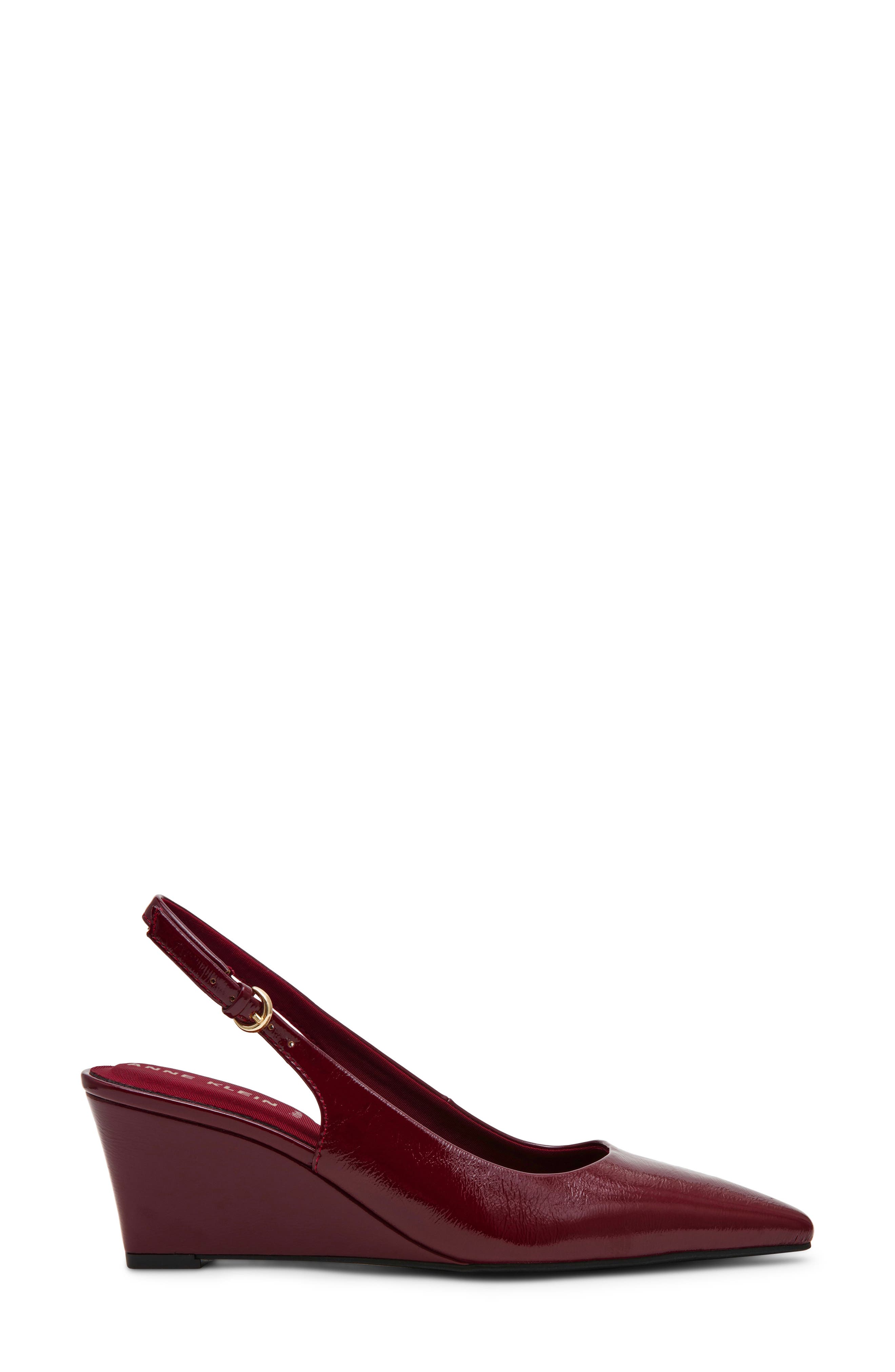 Cookie Wedge Slingback Pump, Alternate, color, BURGUNDY PATENT