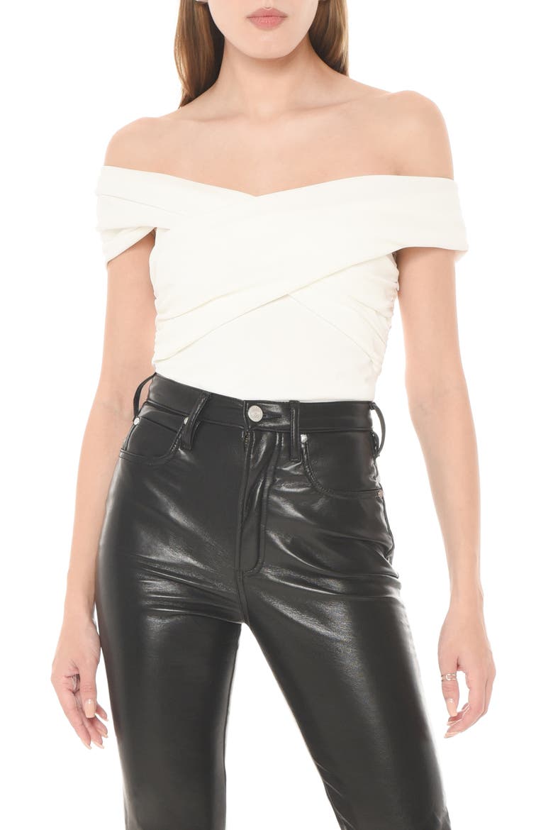 Crossover Off the Shoulder Bodysuit, Main, color, IVORY
