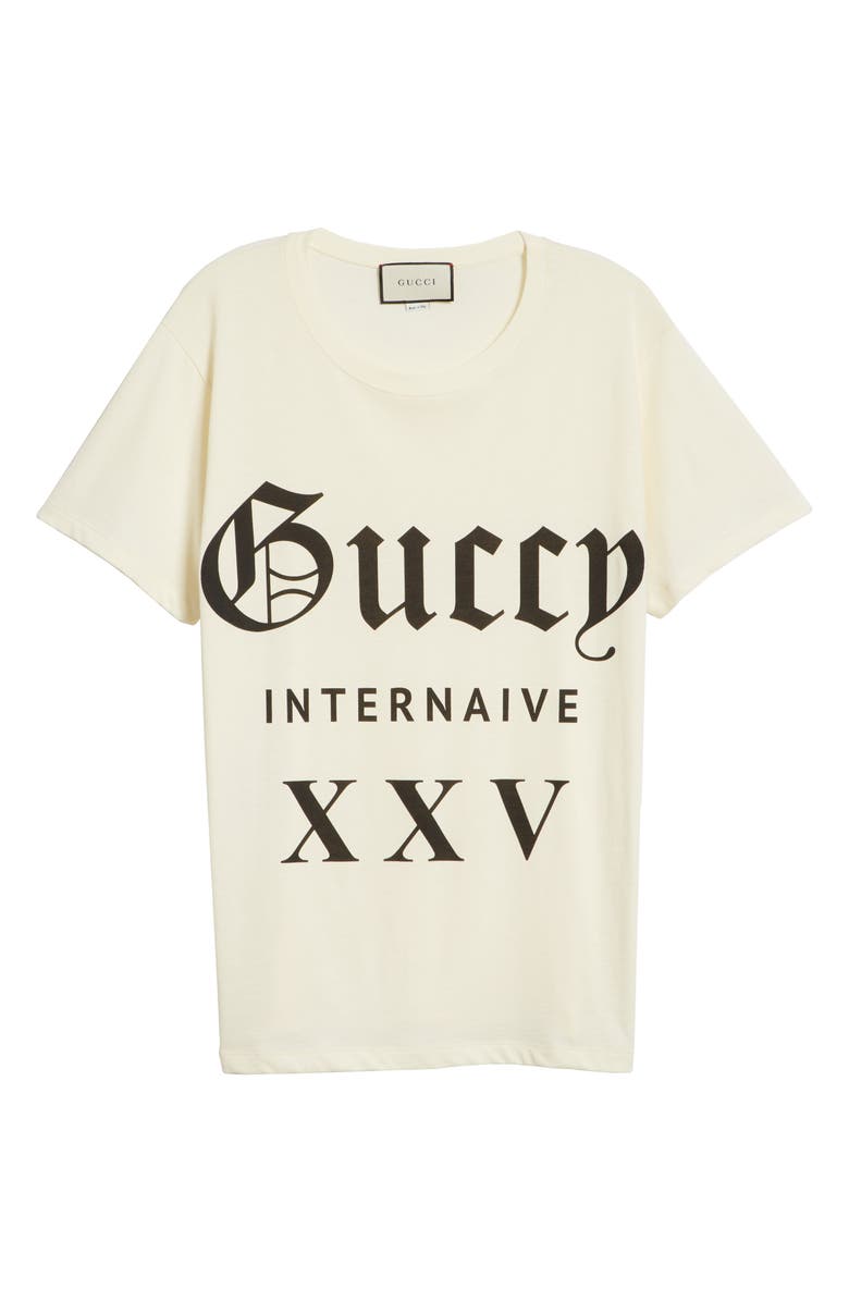 Gucci Guccy Internaive Print Cotton Jersey Tee, Alternate, color,