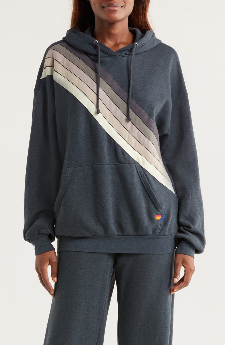 Aviator Nation Cross Stripe Hoodie, Main, color, Charcoal/ Charcoal