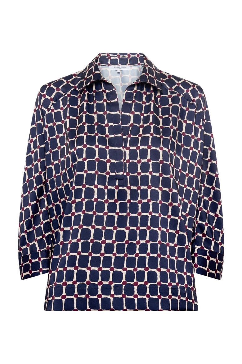 Ariane Geometric Print Boxy Blouse, Alternate, color, Ink