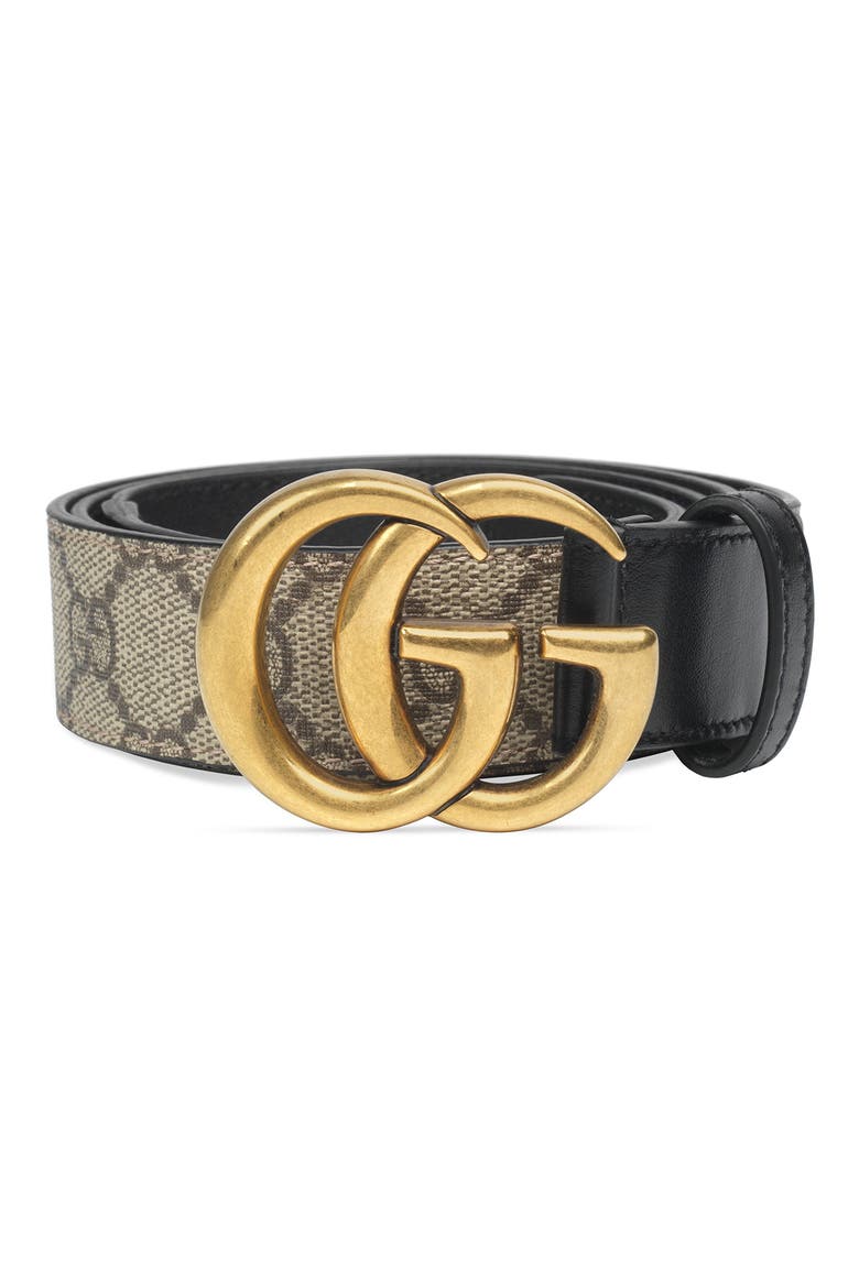 GG Supreme Canvas Belt, Main, color, BLACK/ GOLD