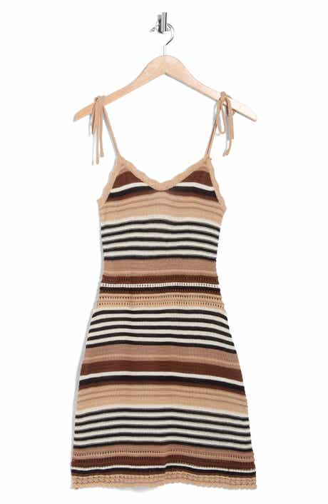 Madden Girl Stripe Tie Strap Pointelle Sweater Dress