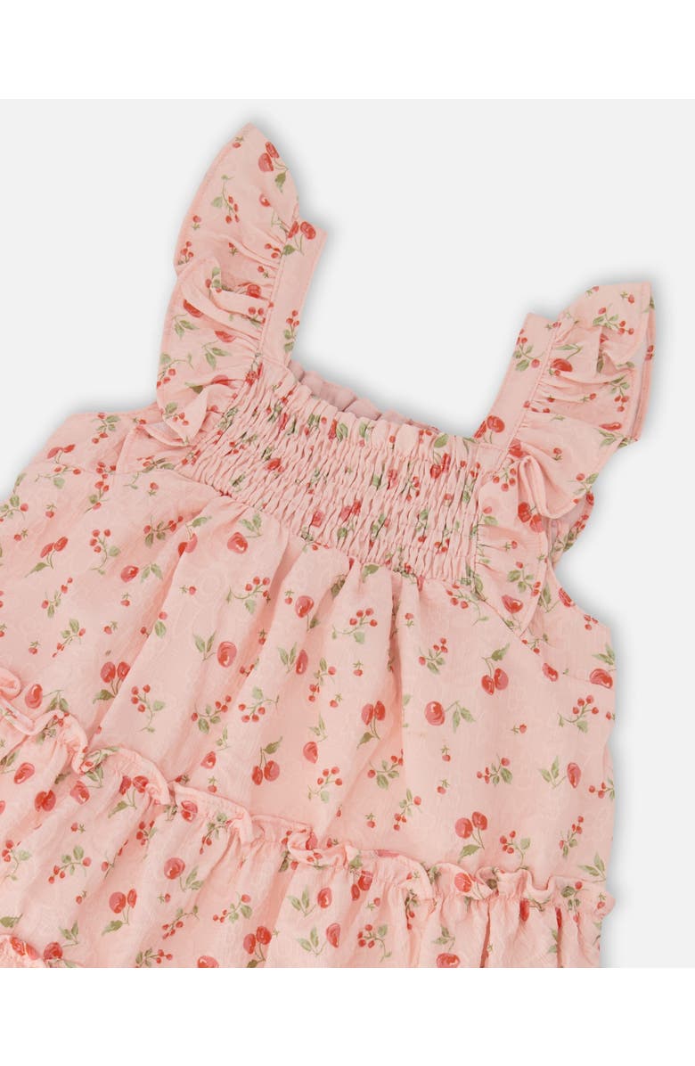 Deux par Deux Multi-Tiered Printed Flowers Dress with Smocking, Alternate, color, Pink Printed Flowers
