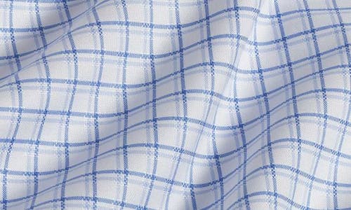 David Donahue Trim Fit Check Cotton Dobby Dress Shirrt In Blue