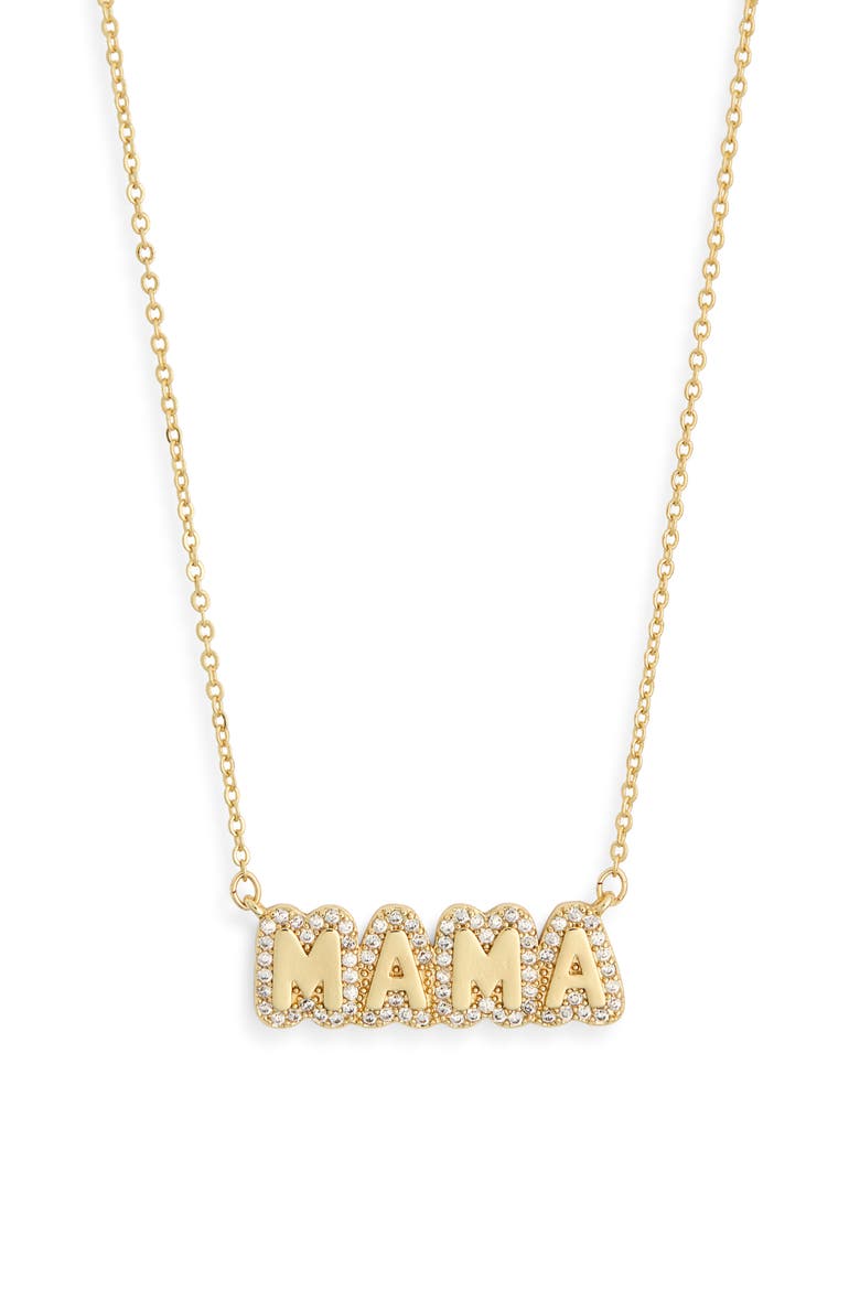 Mama Cubic Zirconia Pendant Necklace, Alternate, color, CLEAR- GOLD