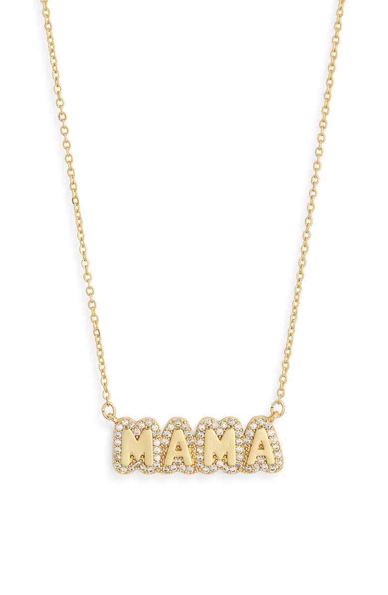 Leith Mama Cubic Zirconia Pendant Necklace, Alternate, color, Clear- Gold