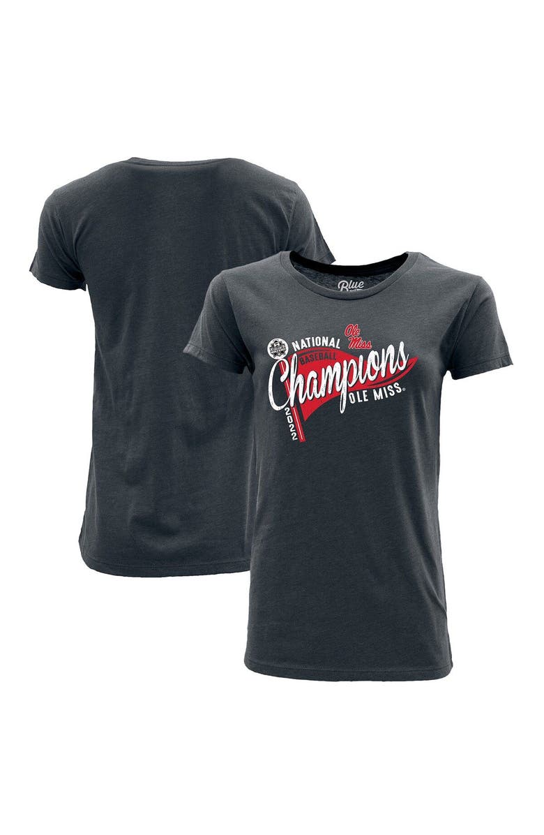 BLUE 84 Women's Blue 84 Heathered Navy Ole Miss Rebels 2022 NCAA Men's Baseball College World Series Champions Pennant T-Shirt, Main, color,