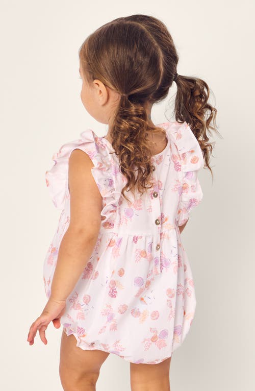 Petite Plume Shell Print Bubble Romper In White