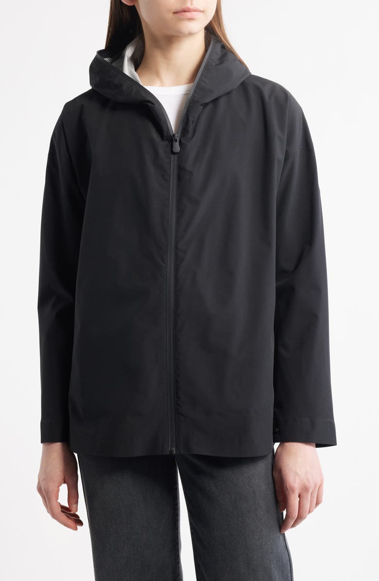 Save The Duck Dawa Water Repellent Hooded Rain Jacket, Main, color, Black