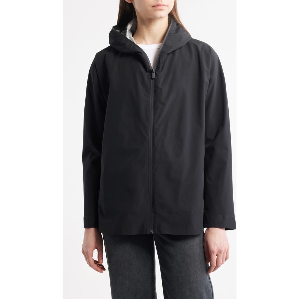 Save The Duck Dawa Water Repellent Hooded Rain Jacket In Black