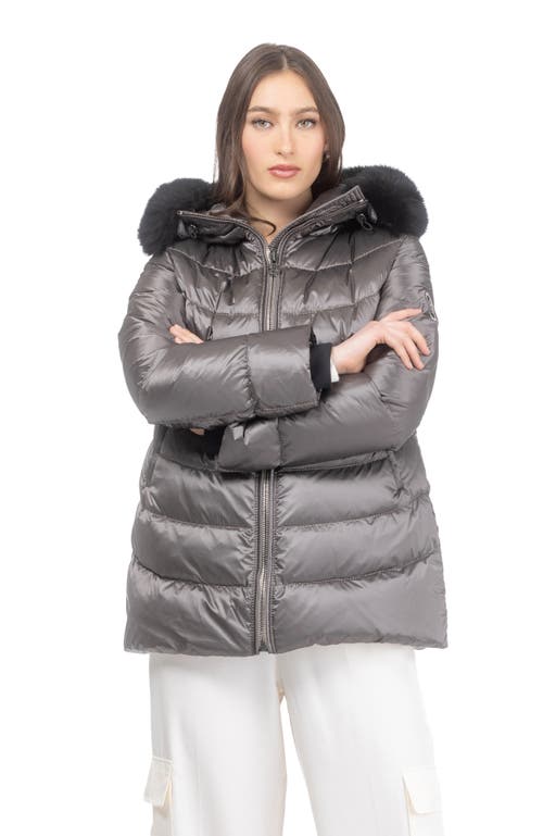 Gorski Apres-ski Mid Jacket With Detachable Toscana Lamb Hood Trim In Silver