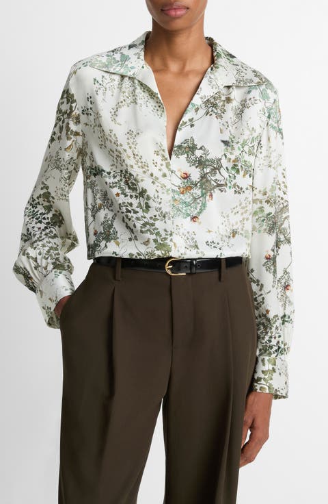 Grape Vine Silk Button-Up Shirt