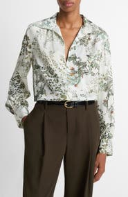 Vince Grape Vine Silk Button-Up Shirt