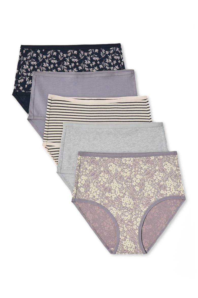 Everyday High Rise Brief 5-Pack, Main, color, Lavender Petals