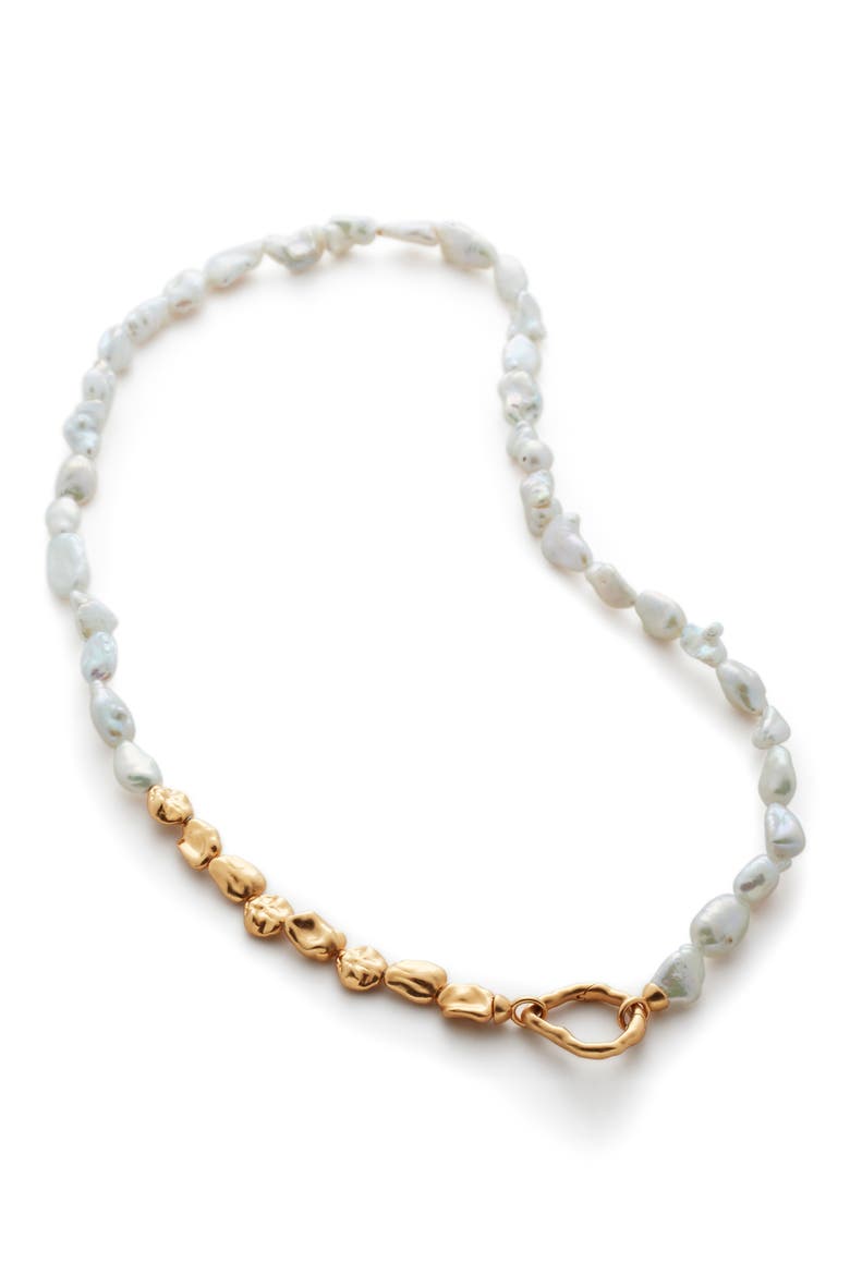 Keshi Pearl Necklace, Main, color, GOLD/ WHITE