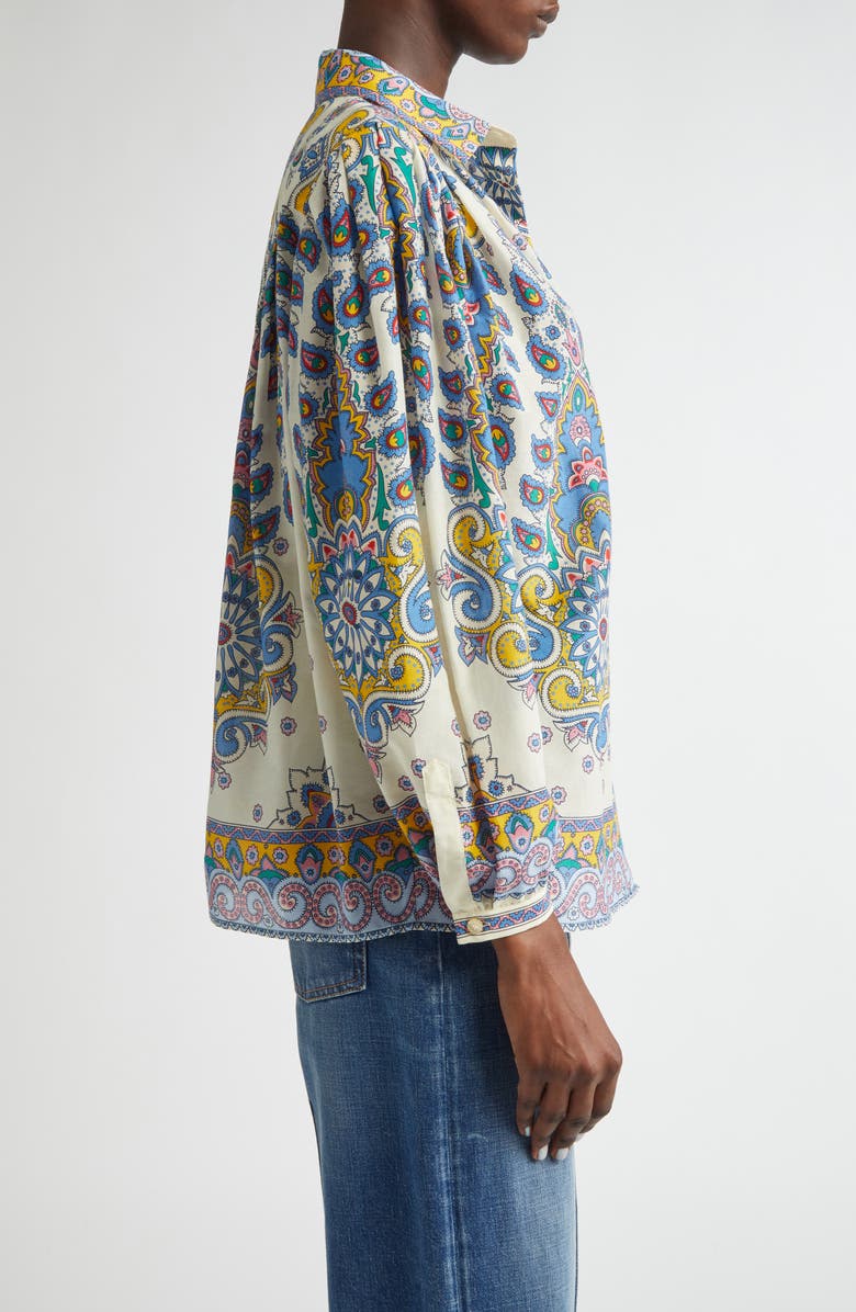 Etro Paisley Print Cotton & Silk Button-Up Shirt, Alternate, color, 