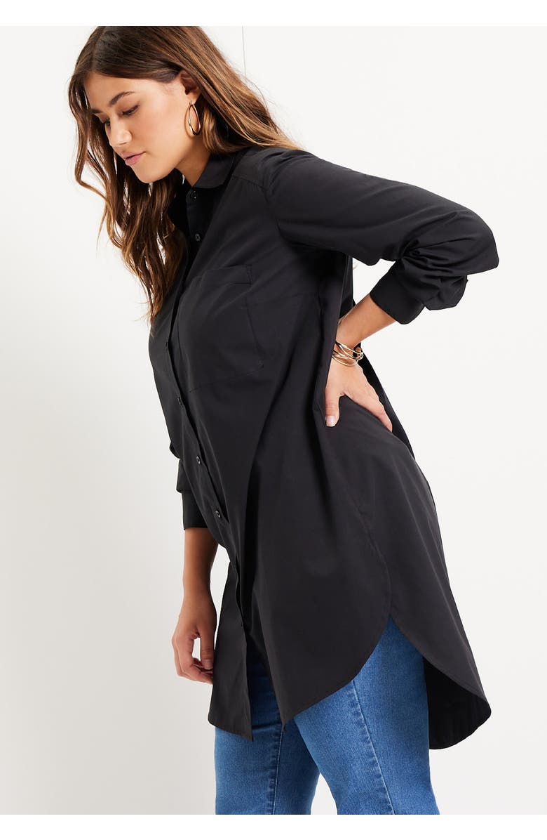 June + Vie Poplin La Vie Max Tunic, Alternate, color, Black