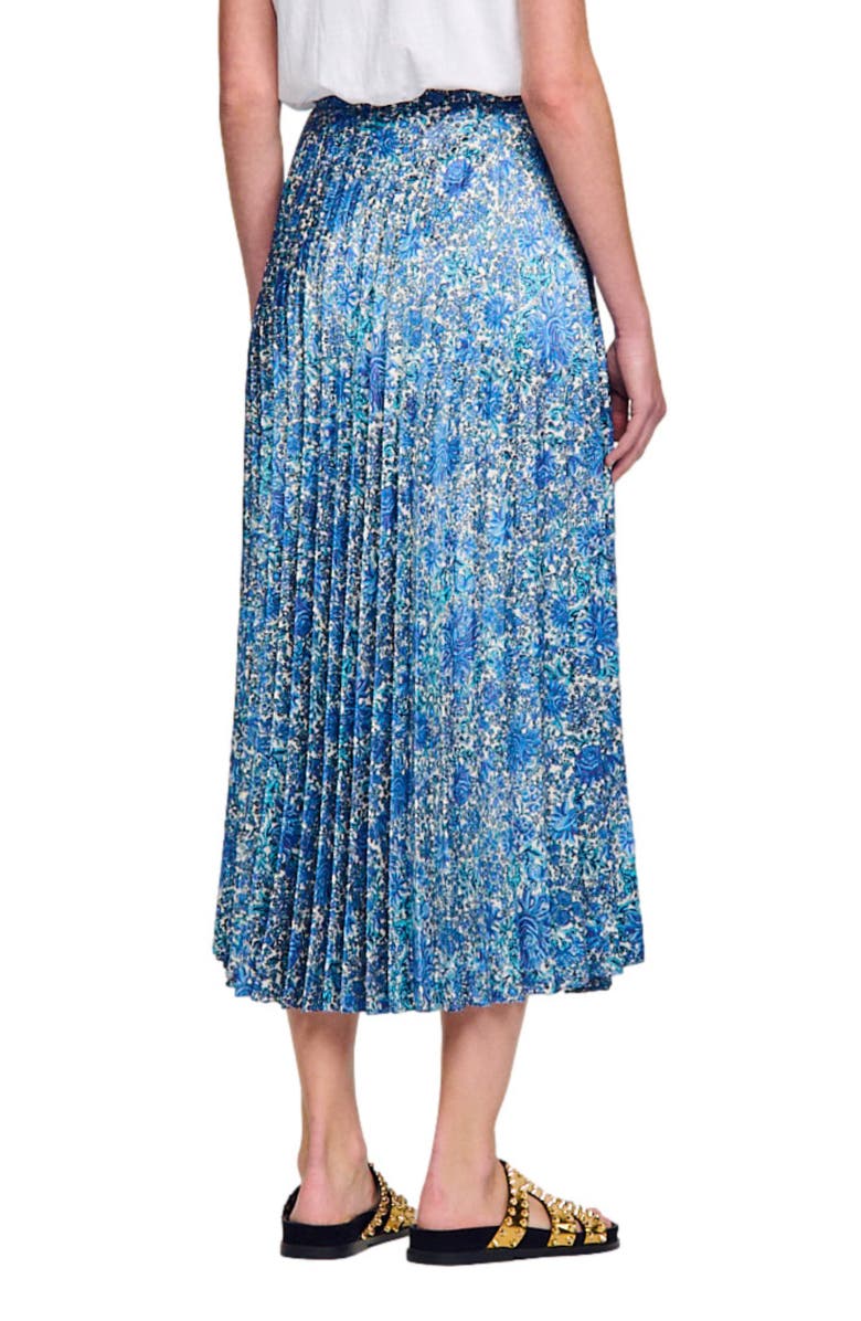 SANDRO Anjel Floral Pleated Skirt, Alternate, color, 
