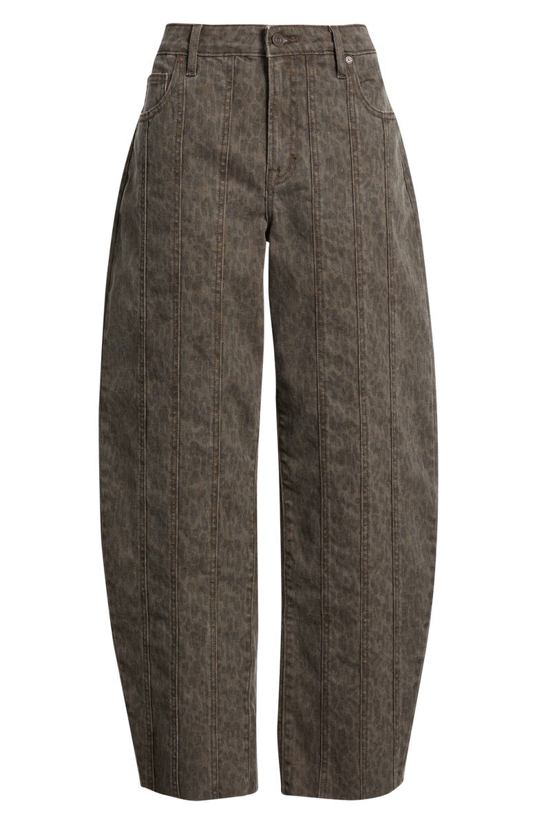 HIDDEN JEANS Seamed Cheetah Print Barrel Leg Jeans, Alternate, color, Brown