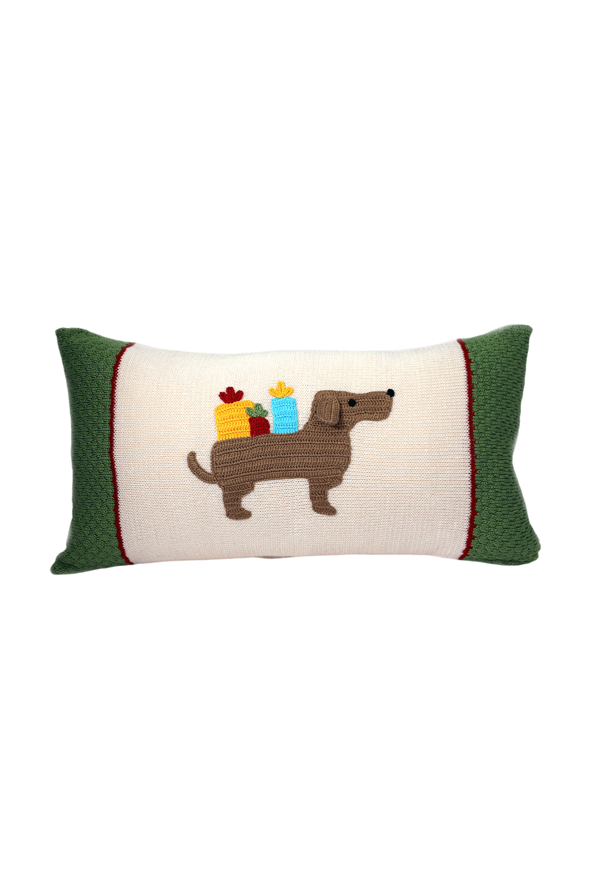 Melange Collection Dachshund Lumbar Pillow in Green 