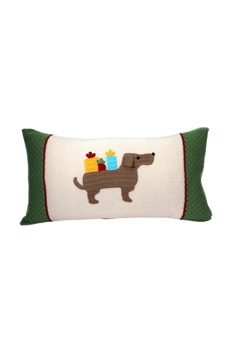 Dachshund Lumbar Pillow, Main, color, Green