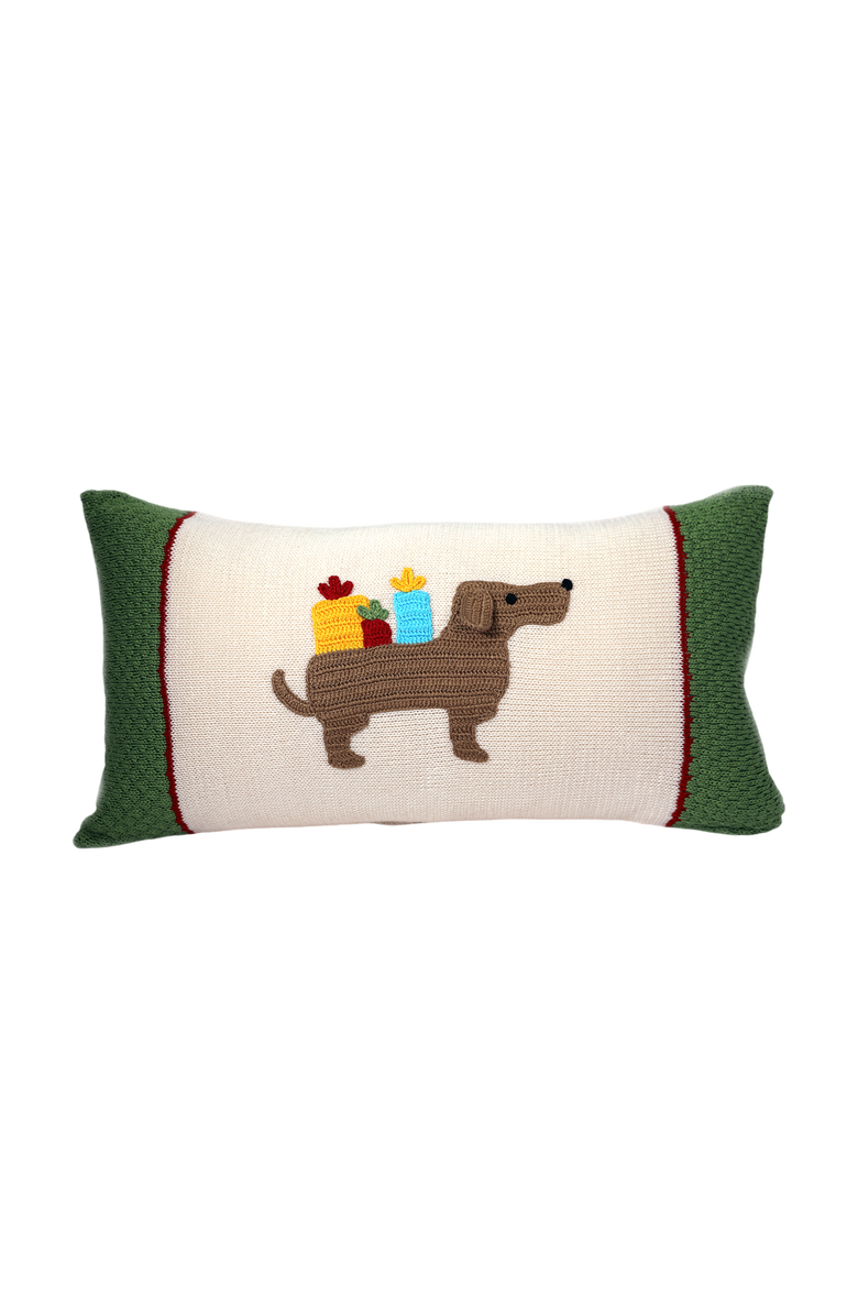 Melange Collection Dachshund Lumbar Pillow, Main, color, Green