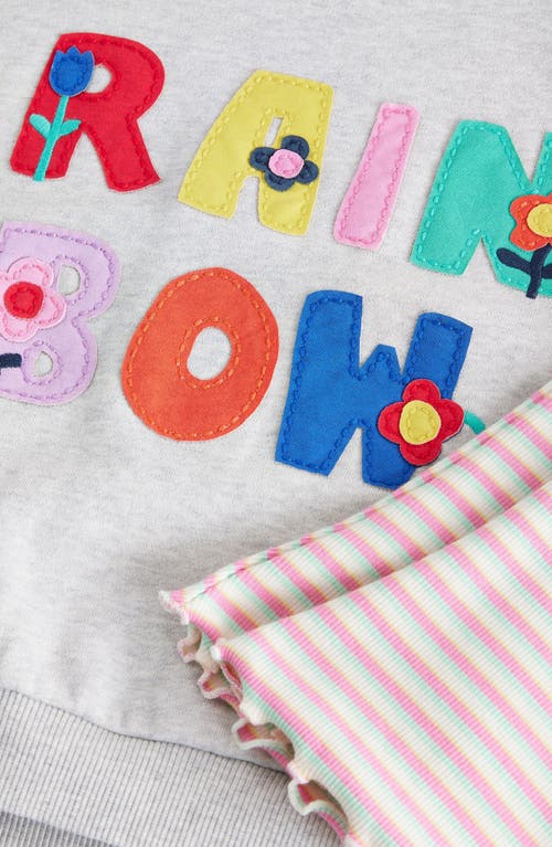 Next Kids' Rainbow Appliqué Sweatshirt & Rib Flare Leggings Set In Grey