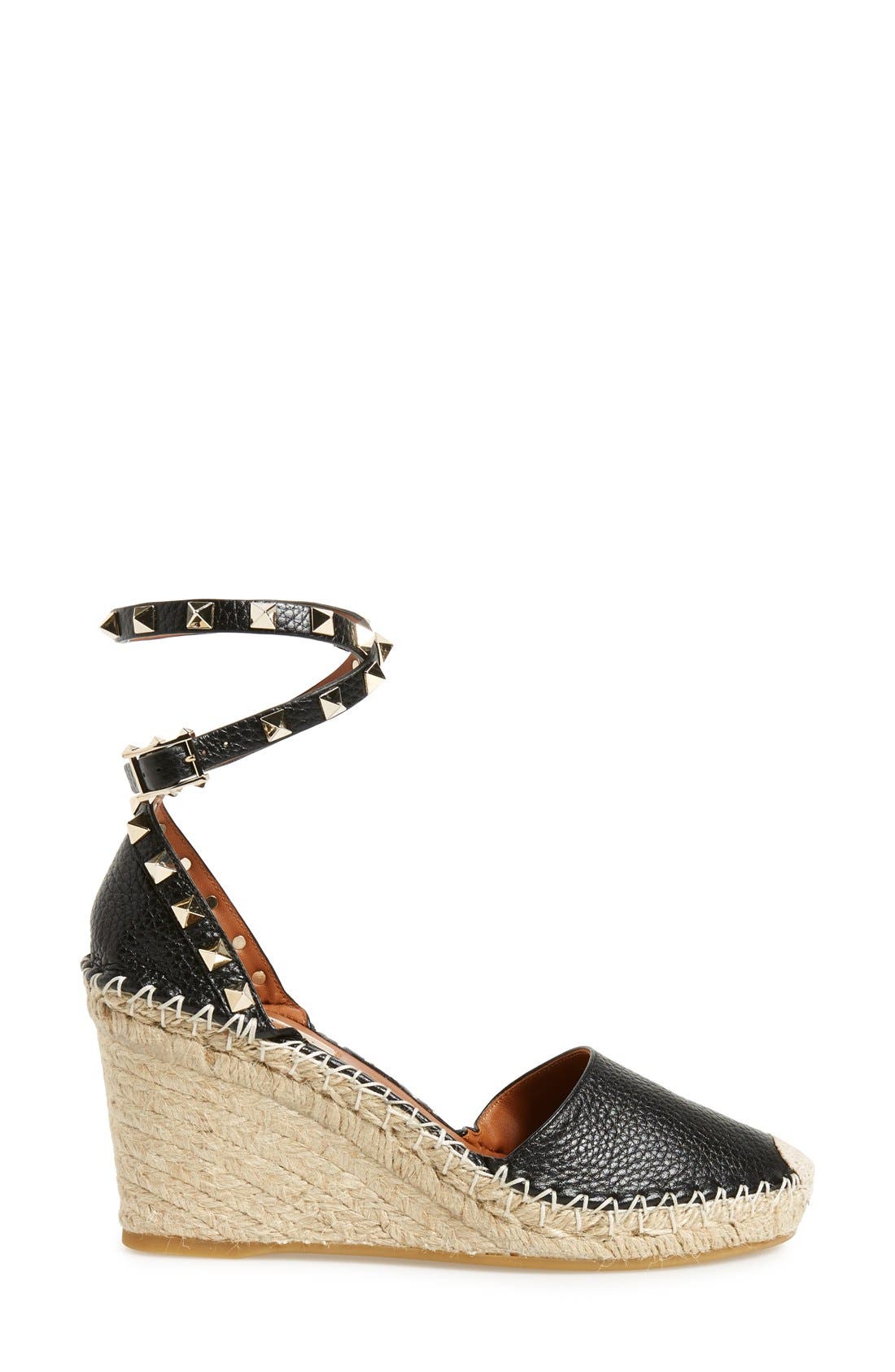 Valentino Garavani Valentino 'Rockstud' Espadrille Wedge, Alternate, color, 