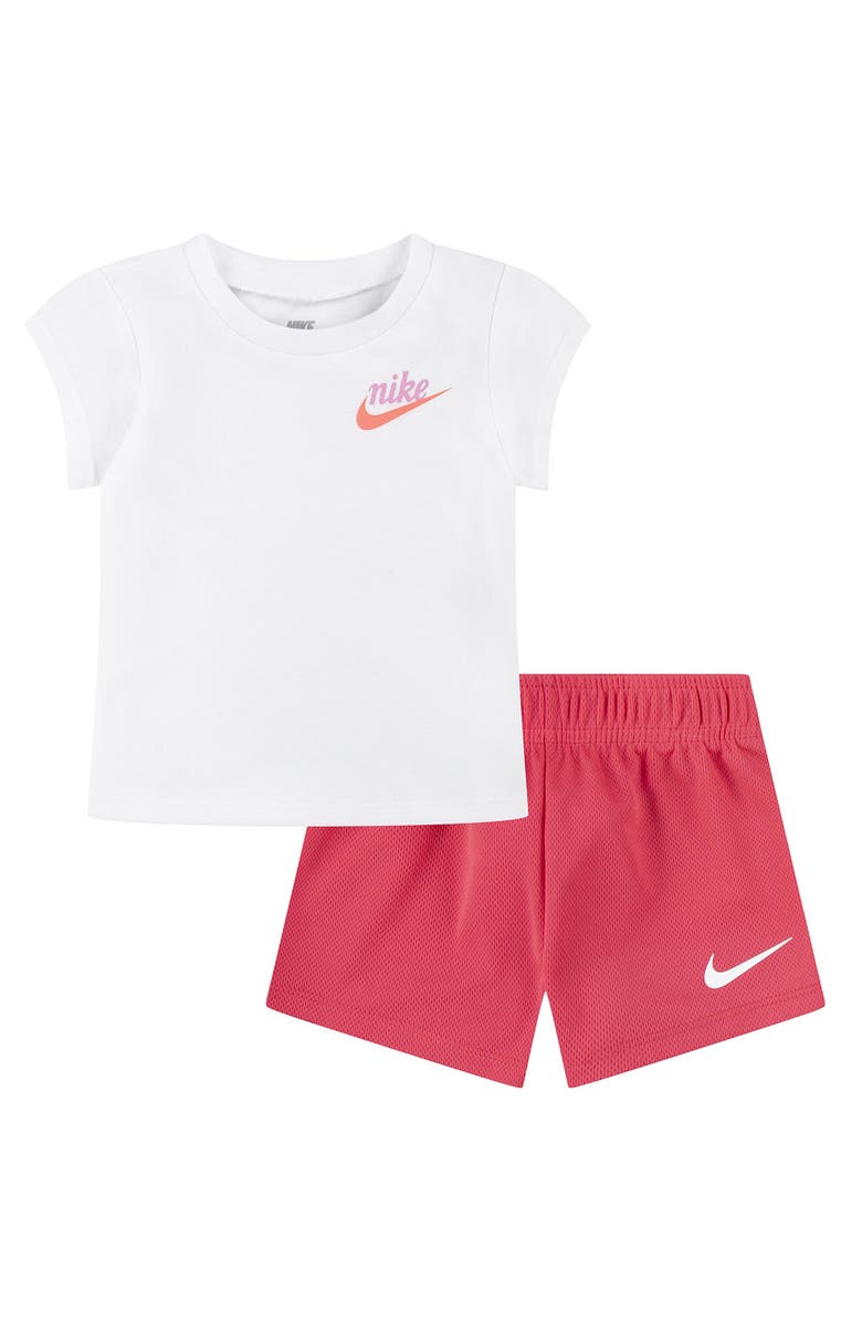 Nike New Impressions Logo T-Shirt & Shorts Set, Main, color, Aster Pink