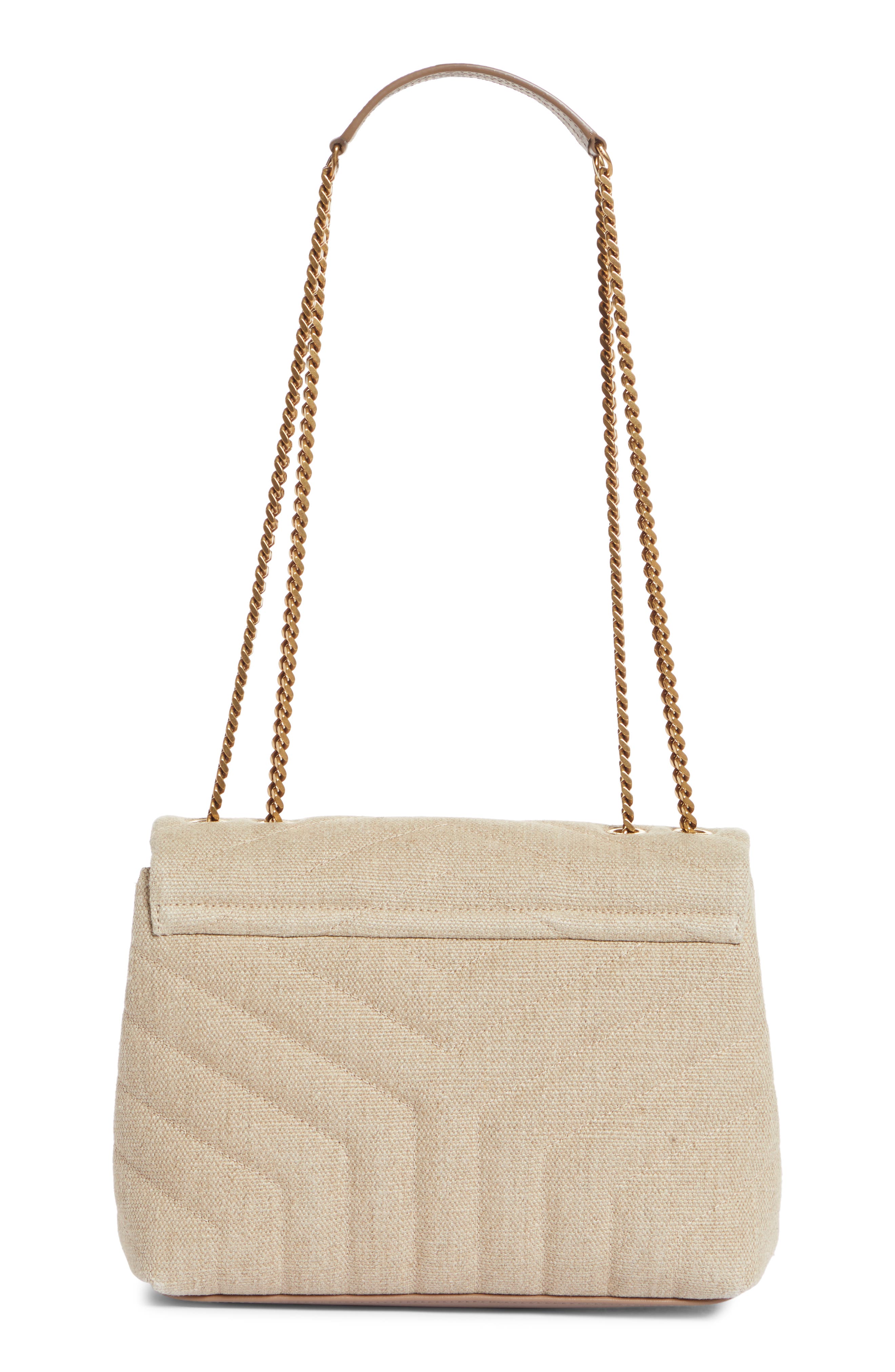 Saint Laurent Small Loulou Matelassé Linen Shoulder Bag, Alternate, color, 