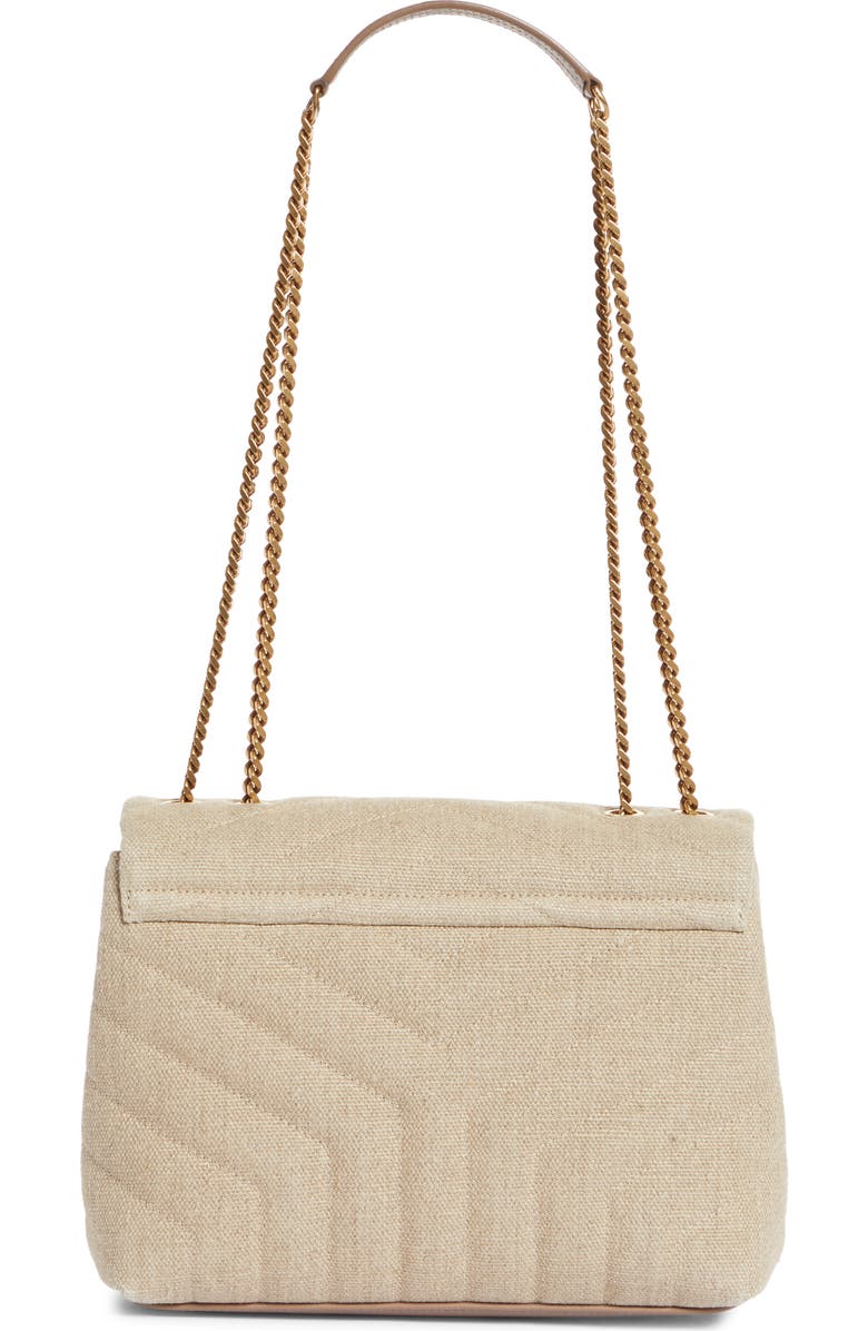 Saint Laurent Small Loulou Matelassé Linen Shoulder Bag, Alternate, color,