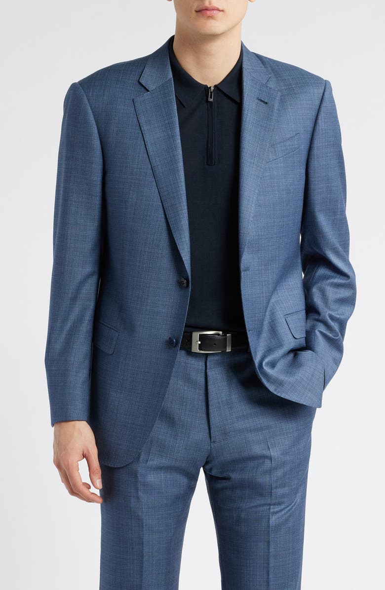Emporio Armani Blue Mélange Wool Suit, Alternate, color, Blue Melange