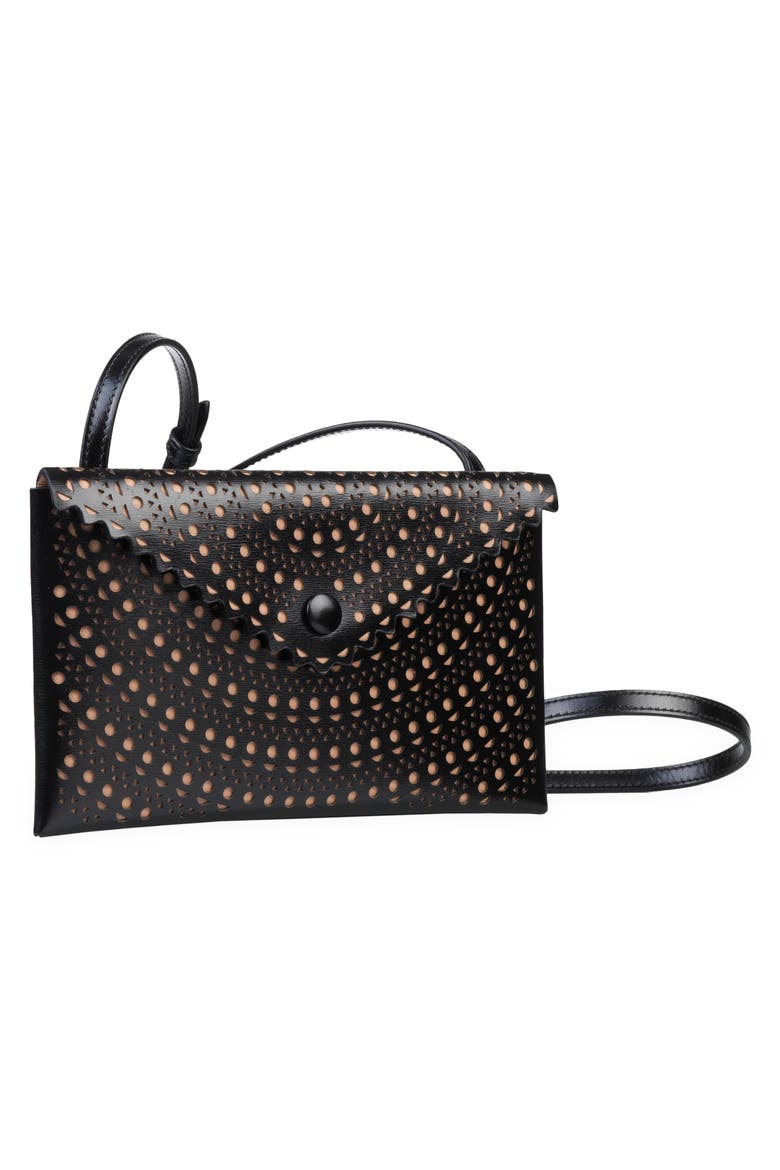 Louise 20 Leather Envelope Clutch, Alternate, color, NOIR/ SABLE