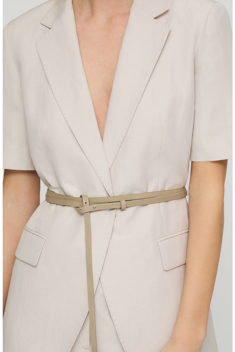 Short Sleeve Silk & Linen Belted Blazer, Alternate, color, PEARL