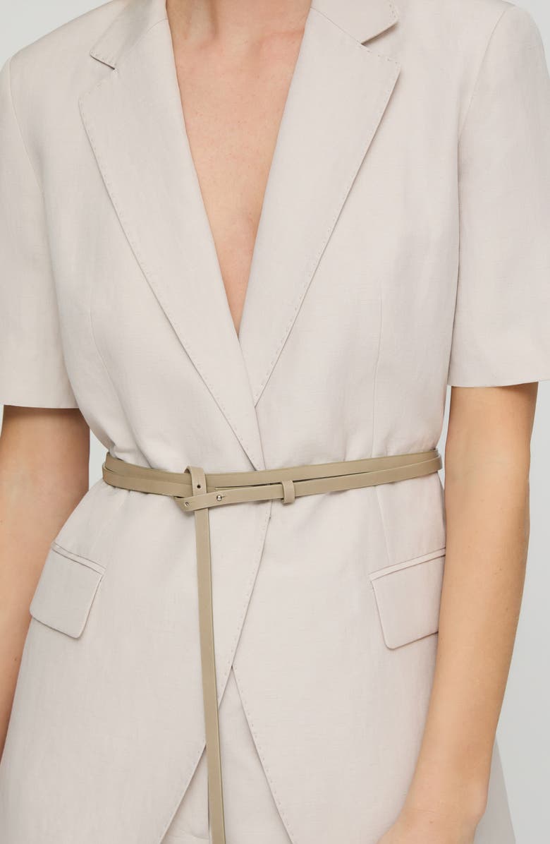 Lafayette 148 New York Short Sleeve Silk & Linen Belted Blazer, Alternate, color, Pearl