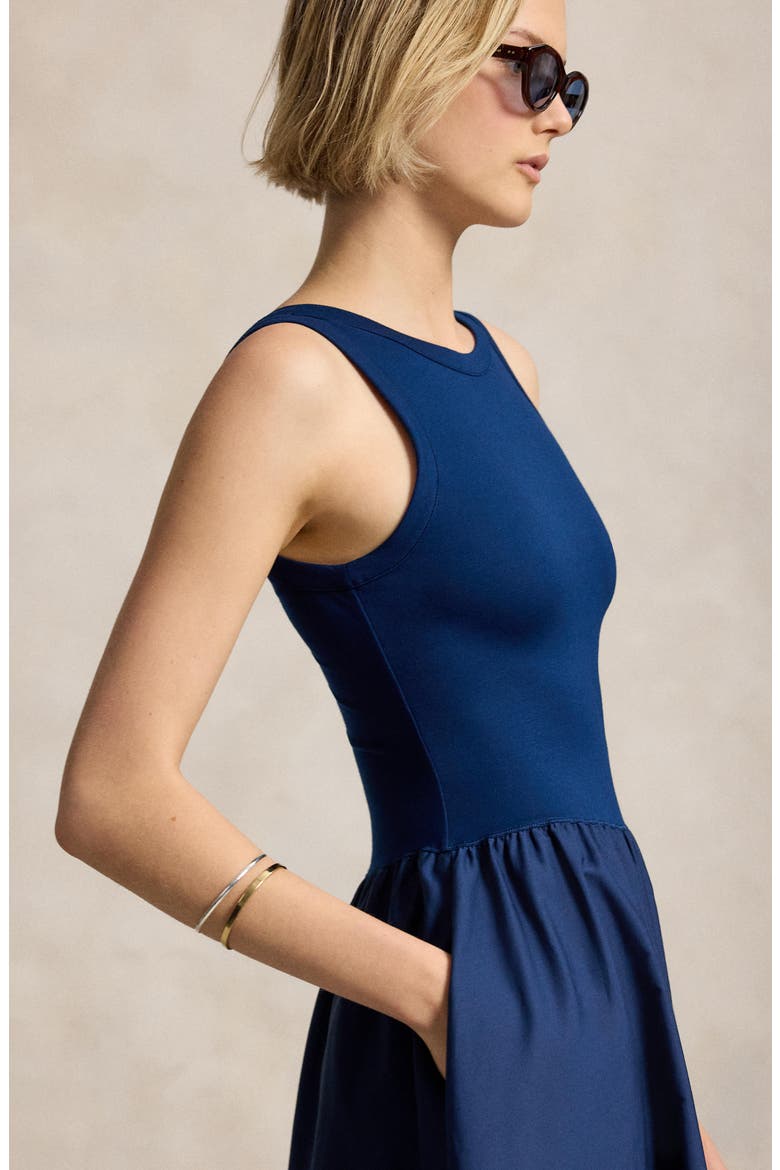 Mixed Media Sleeveless Dress, Alternate, color, EAST SIDE ROYAL