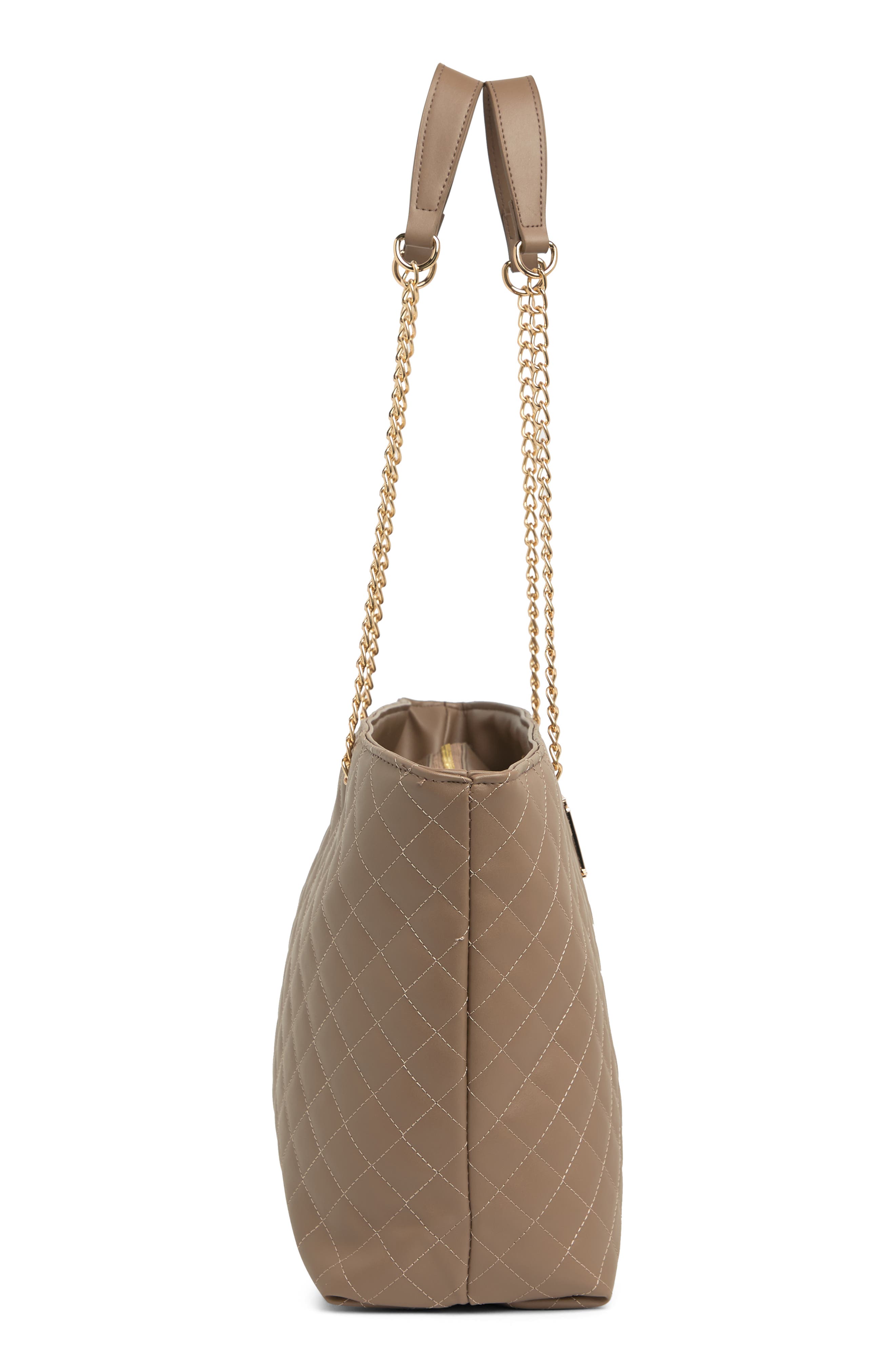Large Quilted Tote Bag, Alternate, color, TAUPE