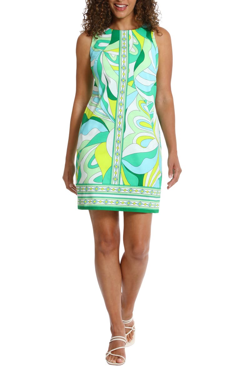London Times Floral Print Cotton Sateen Shift Dress, Main, color,