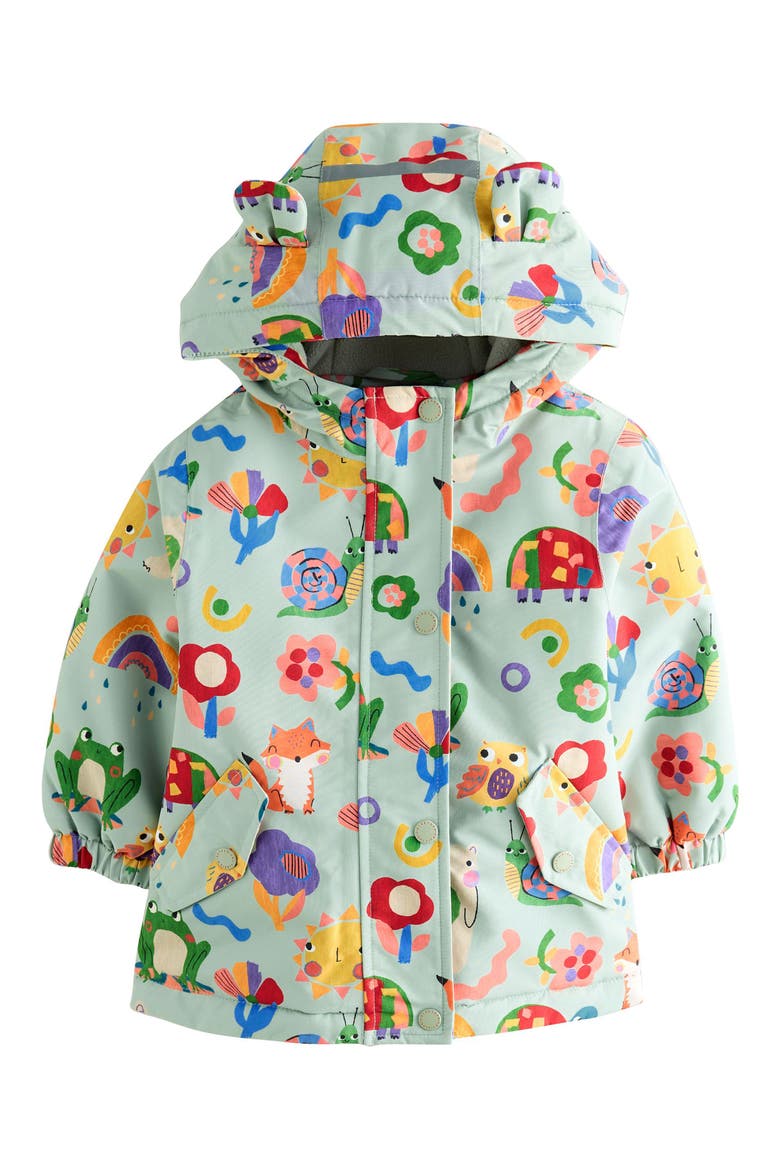 Kids' Print Waterproof Rain Jacket, Main, color, BLUE
