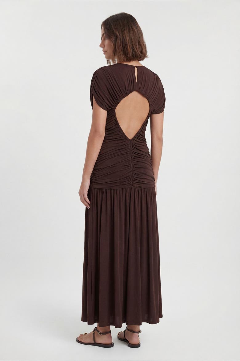 Ruched Jersey Maxi Dress, Alternate, color, Chocolate