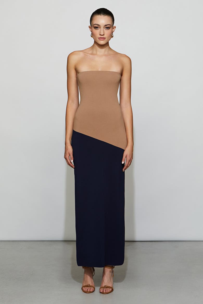 Liliana Knit Dress, Main, color, Camel/Navy