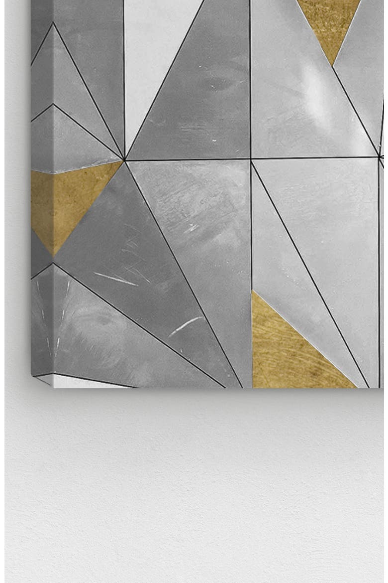 Triangular Wall Canvas Wall Art, Alternate, color, GREY WHITE GOLD