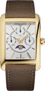 FREDERIQUE CONSTANT Classic Carrée Moonphase Leather Strap Watch, 42.3mm x 30mm
