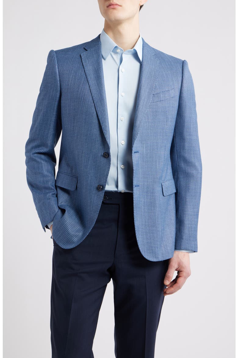 Textured Microcheck Blazer, Main, color, DARK BLUE